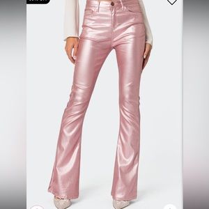 Faux leather metallic pink pants